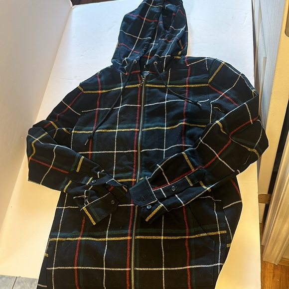 Pendleton Wool Hooded Full Zipper Top Check black w/ multi color stripes Size S - Picture 10 of 10